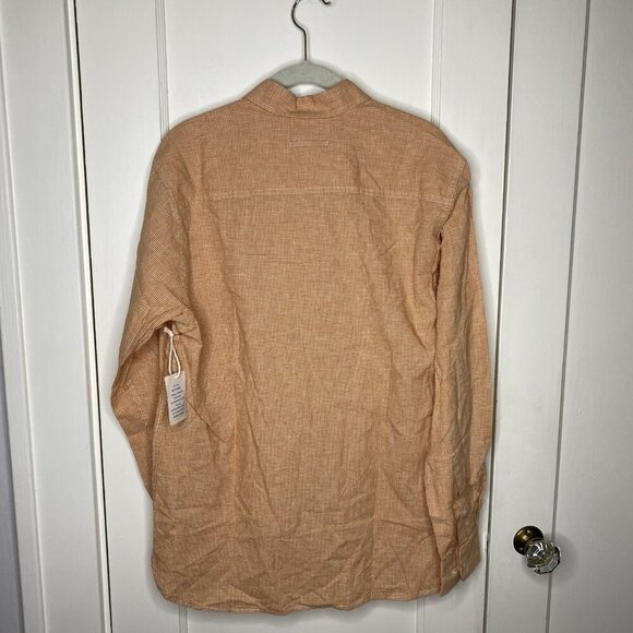 Duck Head Farris Linen Cotton Oxford Orange / Caramel Plaid Medium $108 MSRP #1 - Picture 8 of 9